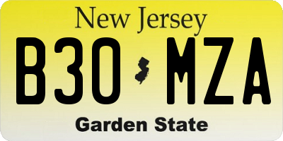 NJ license plate B30MZA
