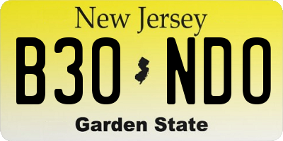 NJ license plate B30NDO