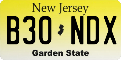 NJ license plate B30NDX