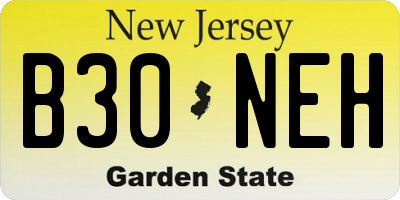 NJ license plate B30NEH