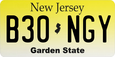 NJ license plate B30NGY