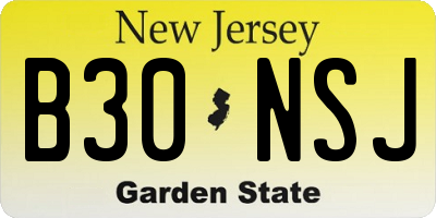 NJ license plate B30NSJ