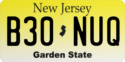NJ license plate B30NUQ
