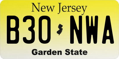 NJ license plate B30NWA