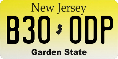 NJ license plate B30ODP