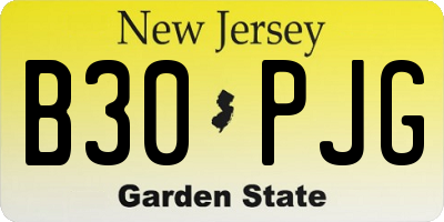 NJ license plate B30PJG