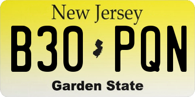NJ license plate B30PQN