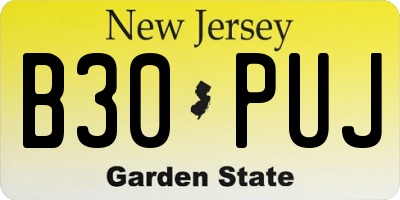 NJ license plate B30PUJ
