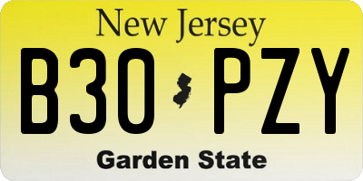 NJ license plate B30PZY