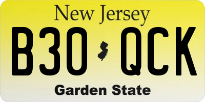 NJ license plate B30QCK