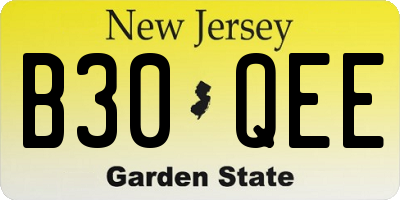 NJ license plate B30QEE