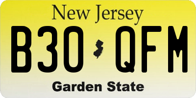 NJ license plate B30QFM