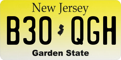 NJ license plate B30QGH