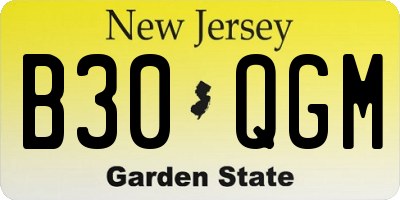 NJ license plate B30QGM