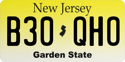 NJ license plate B30QHO