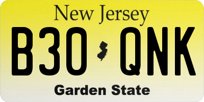 NJ license plate B30QNK