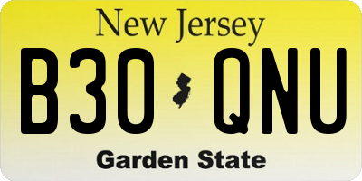 NJ license plate B30QNU