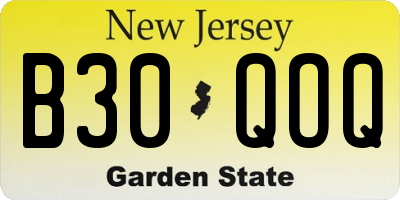 NJ license plate B30QOQ