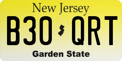 NJ license plate B30QRT