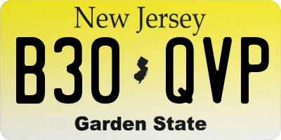 NJ license plate B30QVP