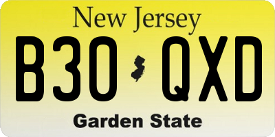 NJ license plate B30QXD