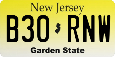 NJ license plate B30RNW