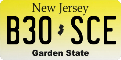 NJ license plate B30SCE
