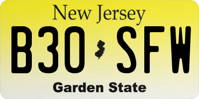 NJ license plate B30SFW