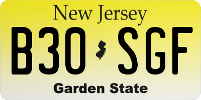 NJ license plate B30SGF