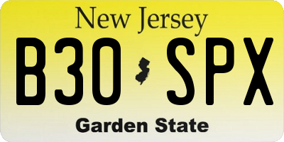 NJ license plate B30SPX