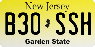 NJ license plate B30SSH