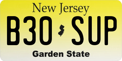 NJ license plate B30SUP