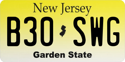 NJ license plate B30SWG