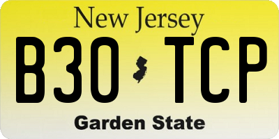 NJ license plate B30TCP