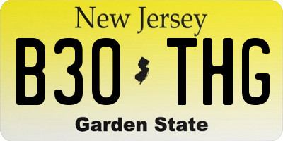 NJ license plate B30THG