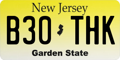 NJ license plate B30THK
