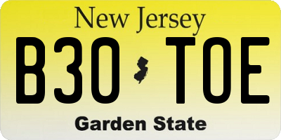 NJ license plate B30TOE