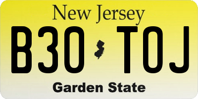 NJ license plate B30TOJ