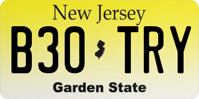 NJ license plate B30TRY