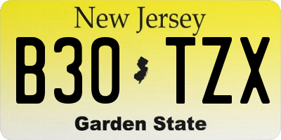 NJ license plate B30TZX