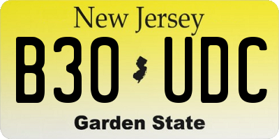 NJ license plate B30UDC