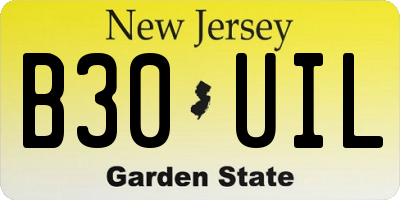 NJ license plate B30UIL