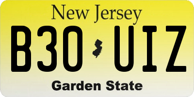 NJ license plate B30UIZ