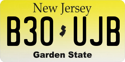 NJ license plate B30UJB