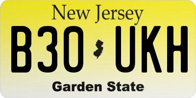 NJ license plate B30UKH