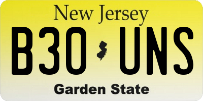 NJ license plate B30UNS