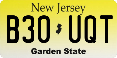 NJ license plate B30UQT