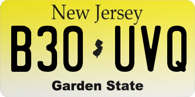 NJ license plate B30UVQ