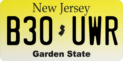NJ license plate B30UWR