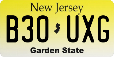 NJ license plate B30UXG